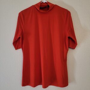 ny&c red mock turtle neck short sleeve blouse
